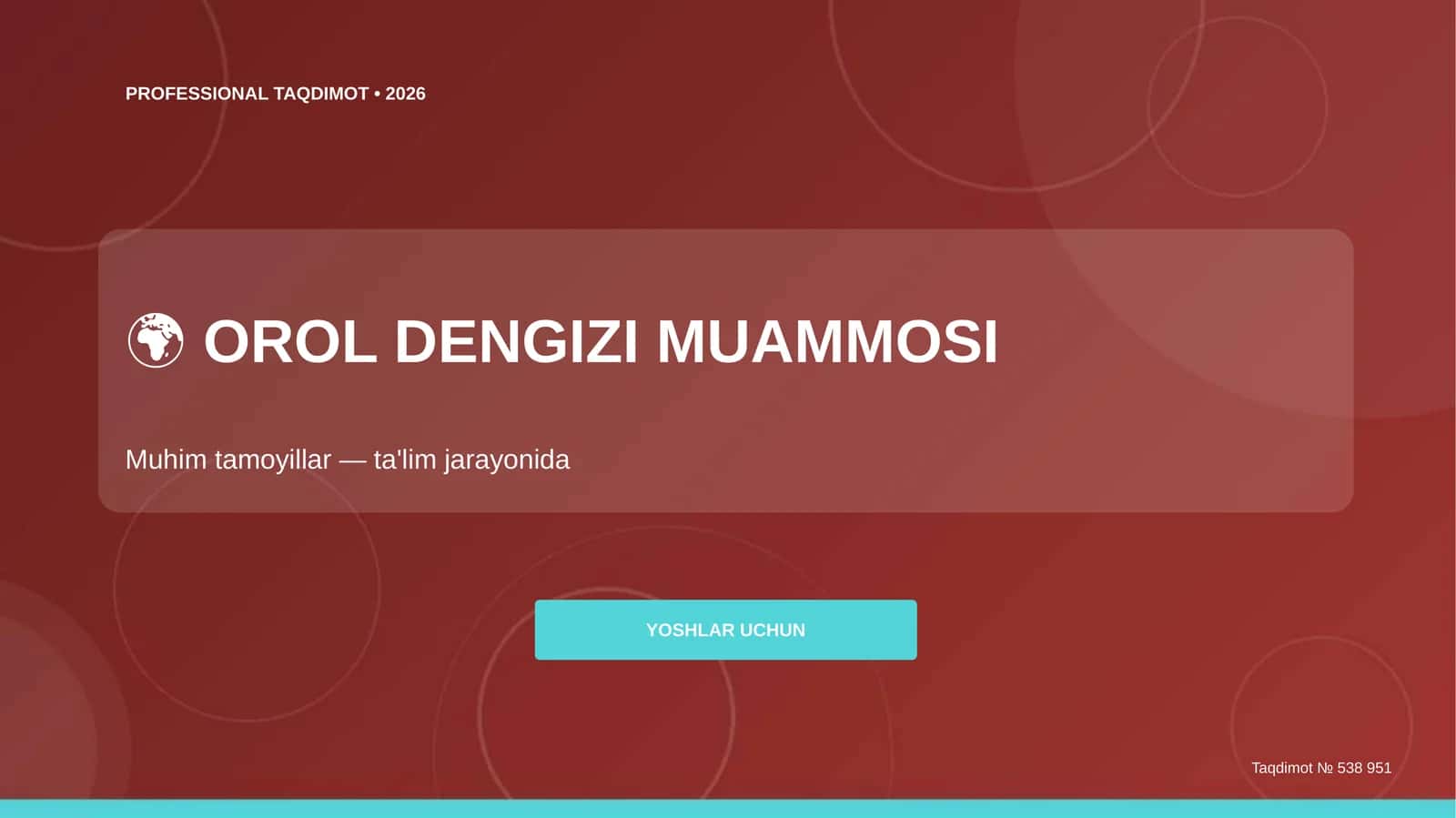 Orol Dengizi Muammosi: Muhim Tamoyillar 1