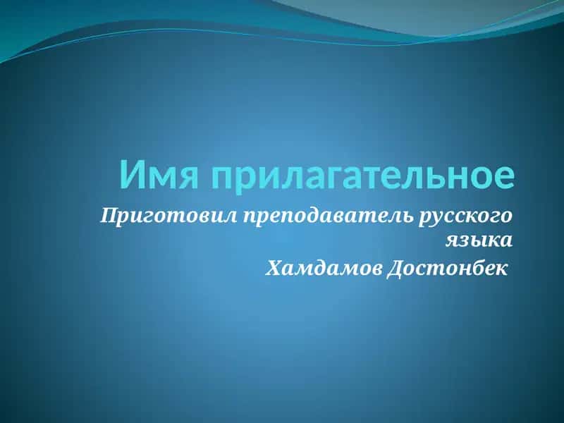 Имя прилагательное 1