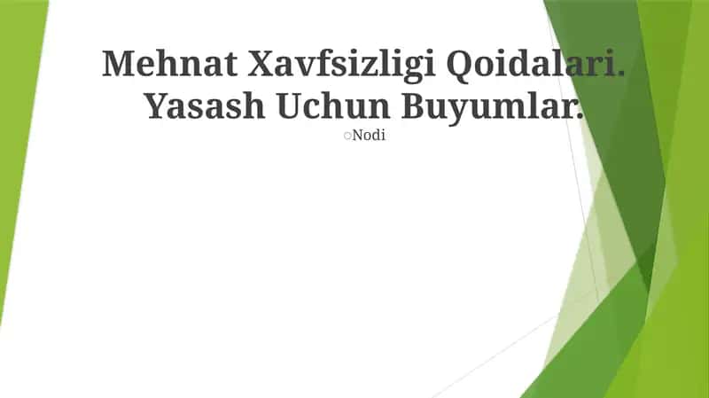 Mehnat Xavfsizligi Qoidalari 1