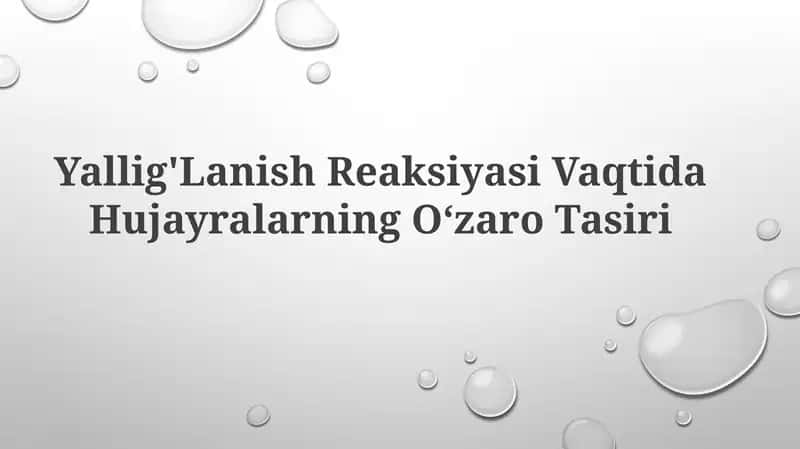 Yallig'LanishReaksiyasi VaqtidaHujayralarningO'zaroTasiri 1