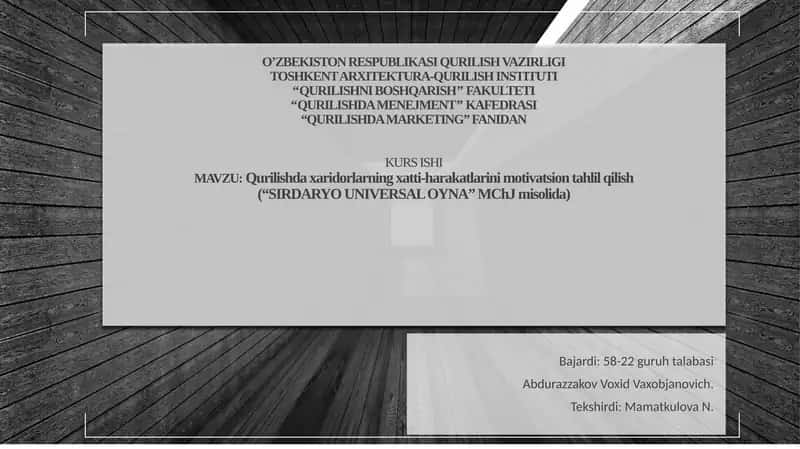 Qurilishdaxaridorlarningxatti-harakatlarinimotivatsiontahlilqilish 1