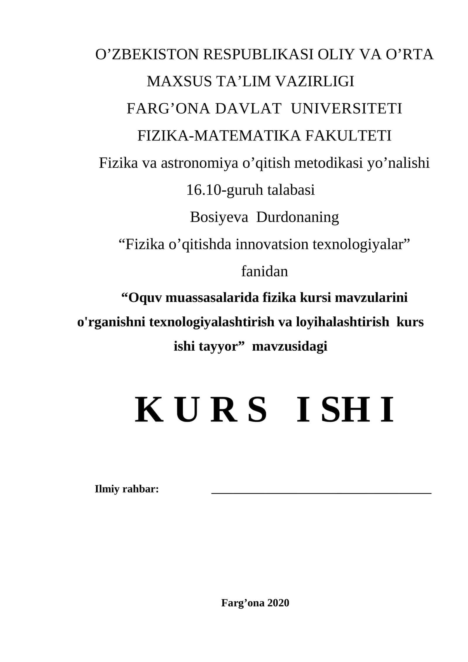 Fizika o’qitish metodikasi 1