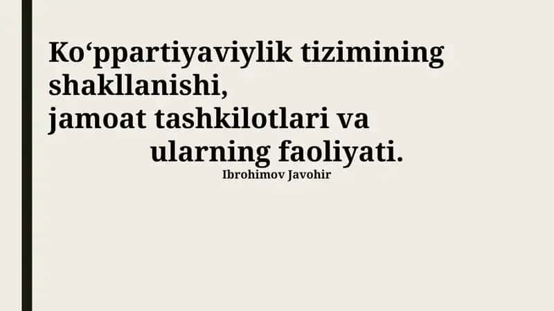 O'zbekistonda ko'ppartiyaviylikning rivojlanish bosqichlari 1