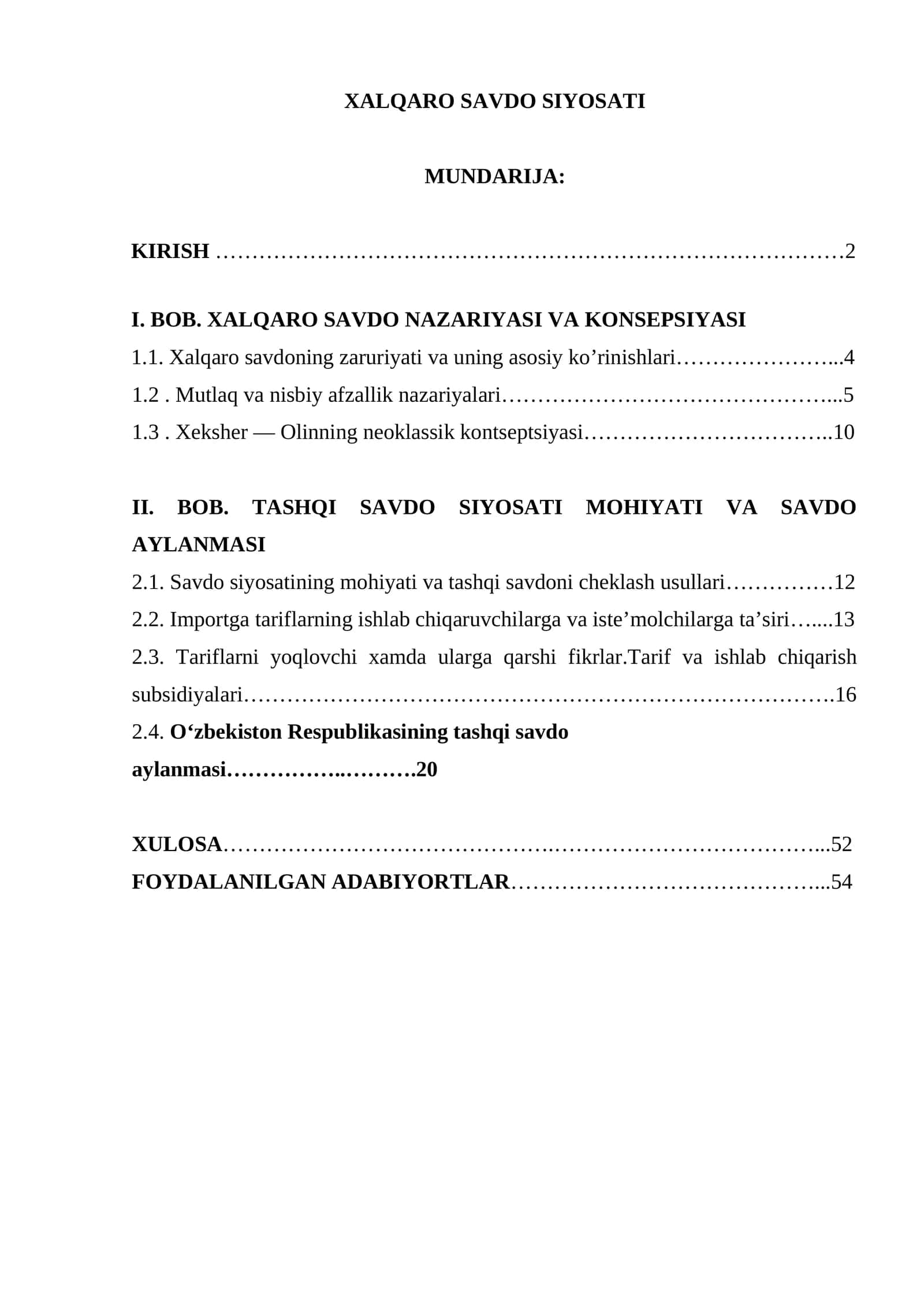 XALQARO SAVDO SIYOSATI 1