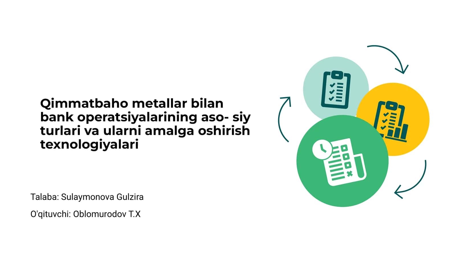 Qimmatbaho metallar bilan bank operatsiyalarining aso-siy turlari va ularni amalga oshirish texnologiyalari 1