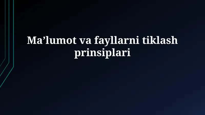 Maʼlumot va fayllarnitiklashprinsiplari 1