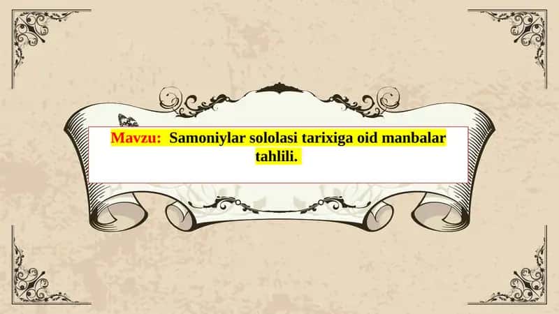 Samoniylar soli olasi tarixiga oid manbalartahlili 1