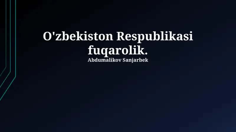 O'zbekiston Respublikasi Fuqaroligi 1