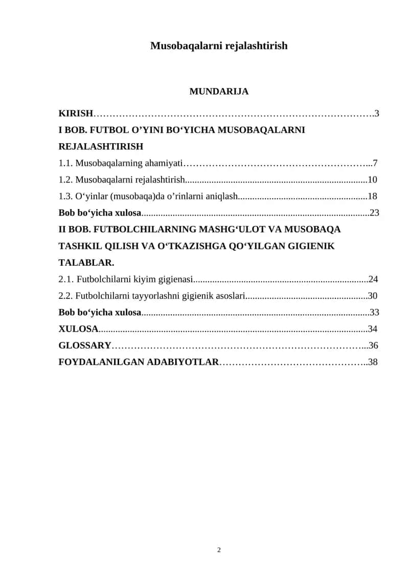 Musobaqalarni rejalashtirish 1