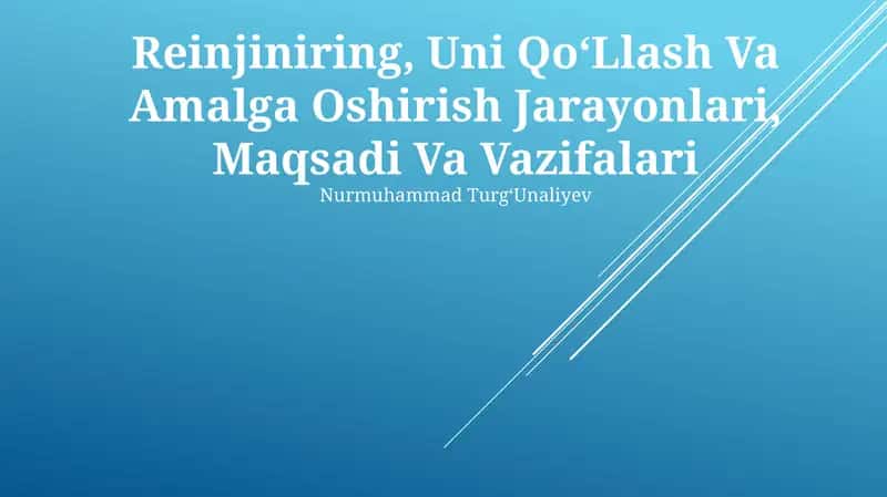 Uni Qo‘Llash Va Amalga Oshirish Jarayonlari 1