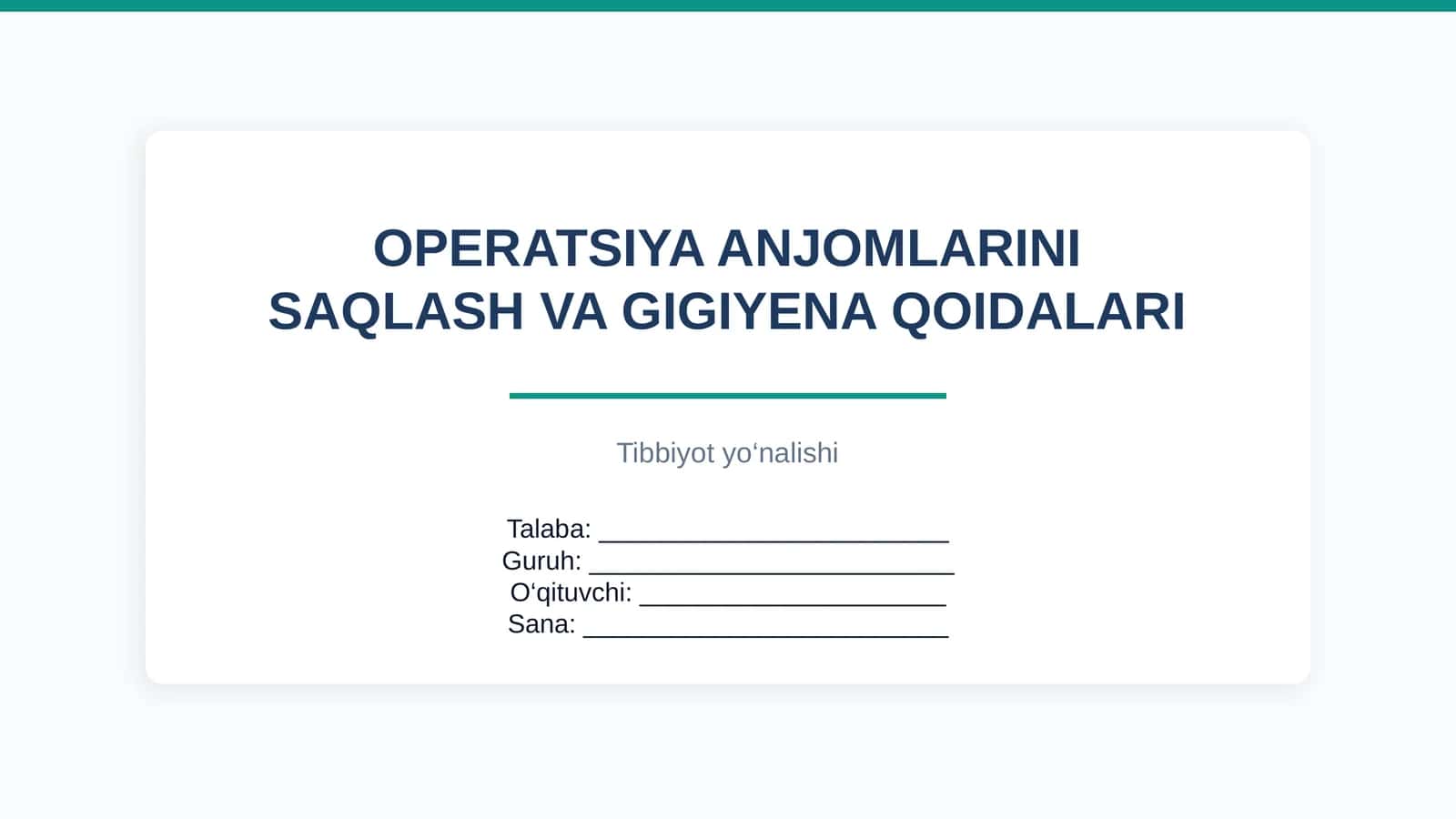 OPERATSIYA ANJOMLARINI SAQLASH VA GIGIYENA QOIDALARI 1