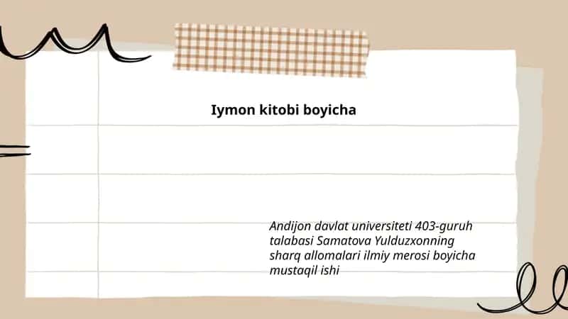 Iymon kitobi boyicha 1