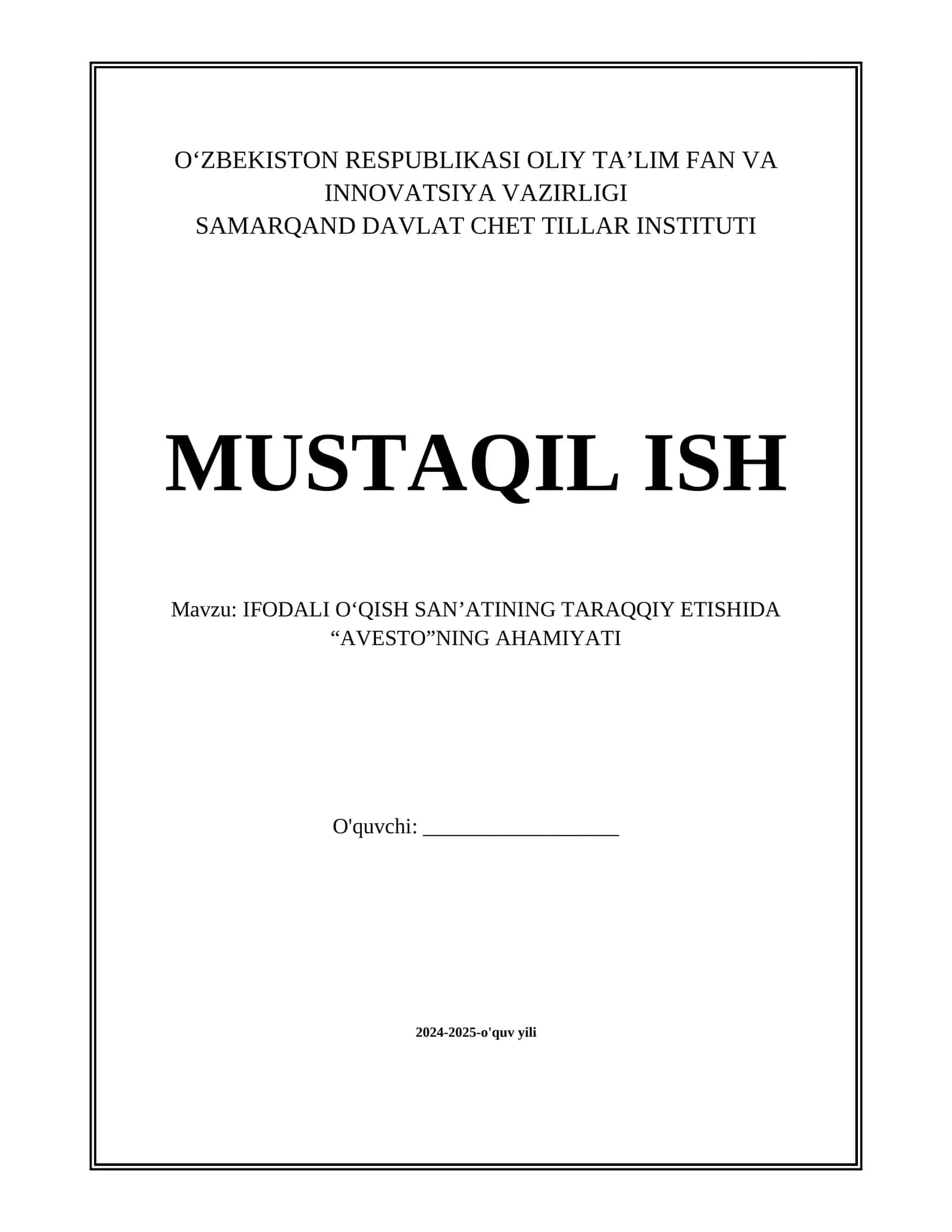 IFODALI O‘QISH SAN’ATINING TARAQQIY ETISHIDA “AVESTO”NING AHAMIYATI 1