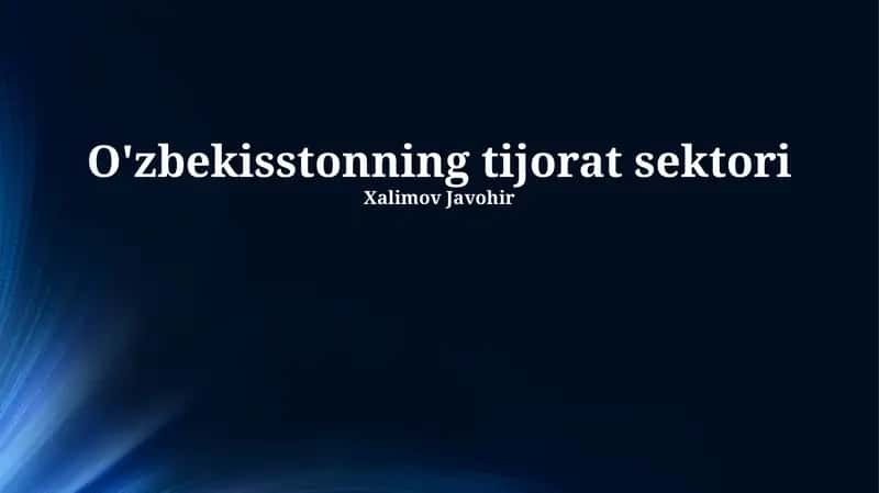 O'zbekisstonning tijorat sektori 1