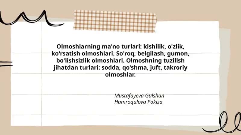 Olmoshlarning ma'no turlari 1