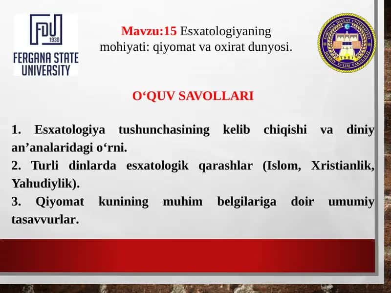 Esxatologiyaning mohiyati qiyomat va oxirat dunyosi 1