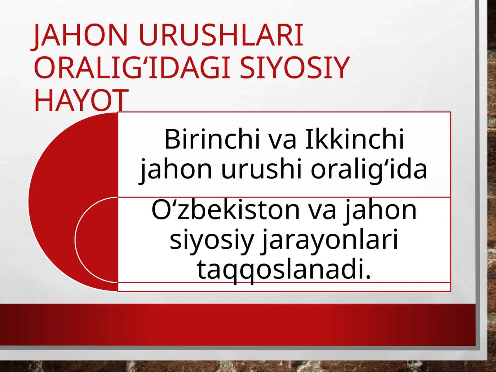 Jahon urushlari oralig'i dash yosi hayot 1