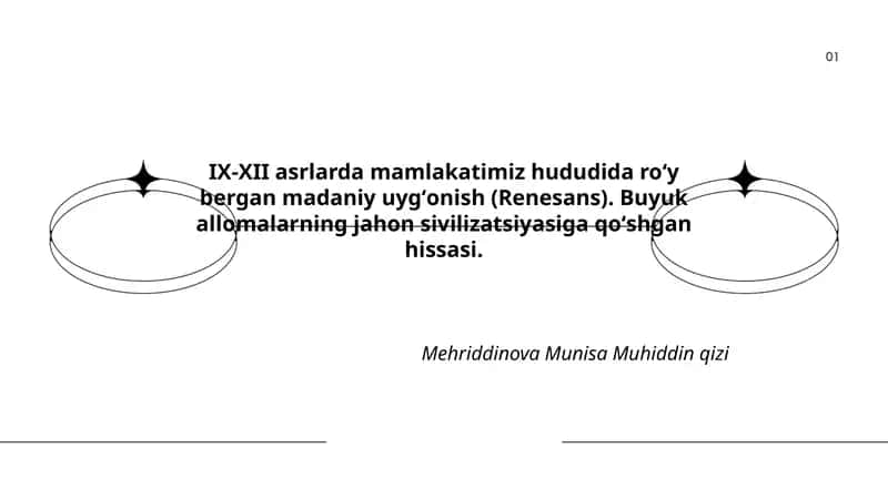 IX-XII asrlarda mamlakatimiz hududida roʻy bergan madaniy uygʻonish (Renesans) 1
