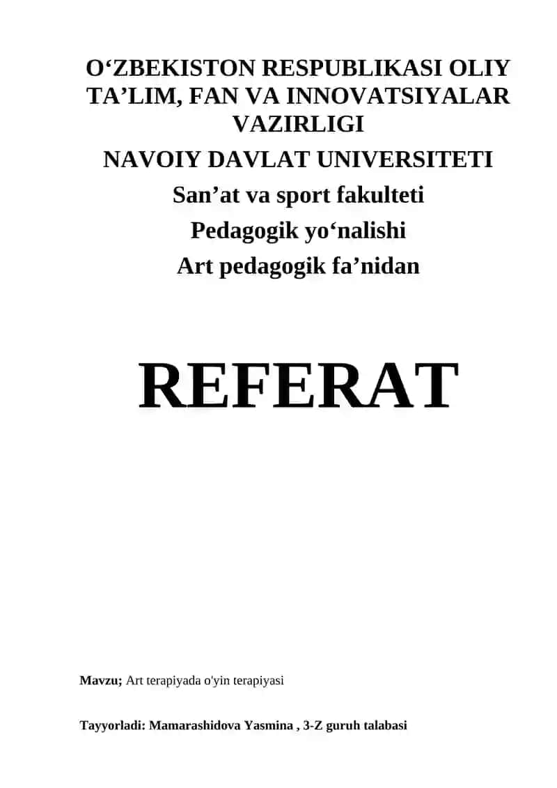 Art terapiyada o'yin terapiyasi