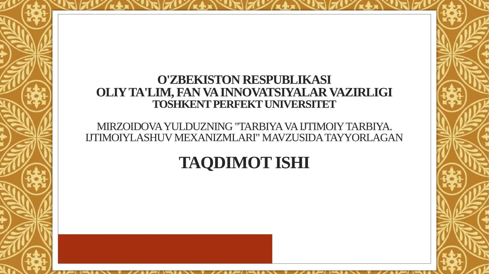 Tarbiya va ijtimoiy tarbiya. Ijtimoiylashuv mexanizmlari 1