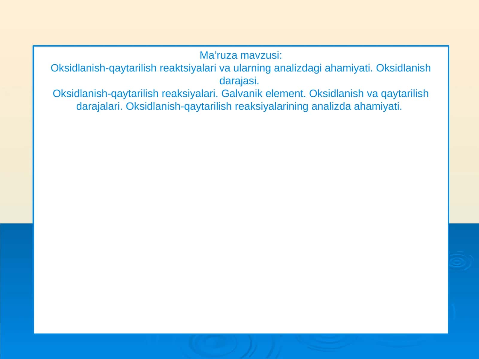 Oksidlanish-qaytarilish reaktsiyalari va ularning analizdagi ahamiyati 1