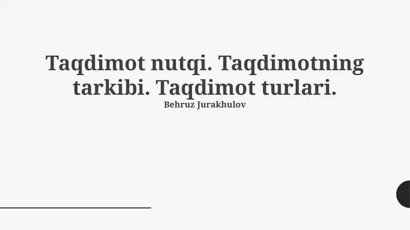 Taqdimot nutqi 1