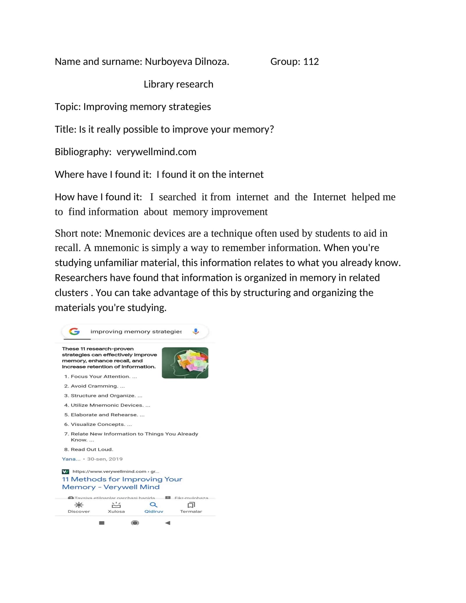Improving memory strategies 1