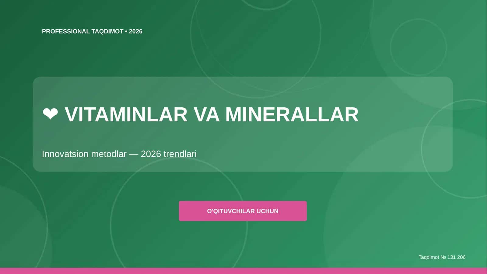 Vitaminlar va minerallar: innovatsion metodlar (2026 trendlari) [o'qituvchilar uchun] 1