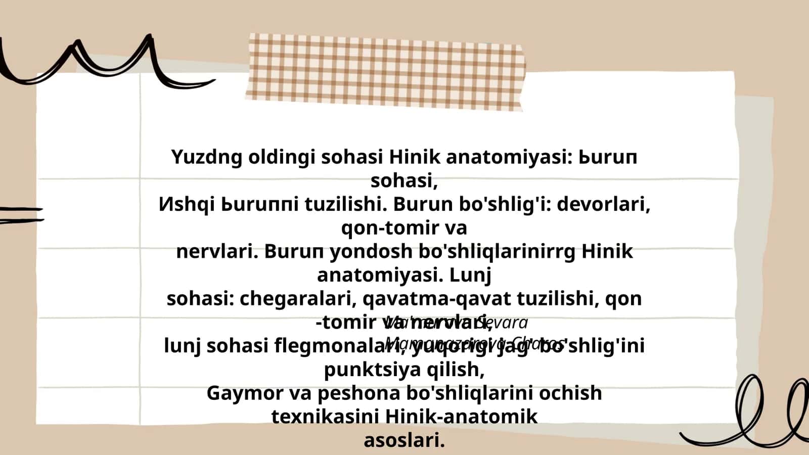 Yuzdng oldingi sohasi Hinik anatomiyasi 1