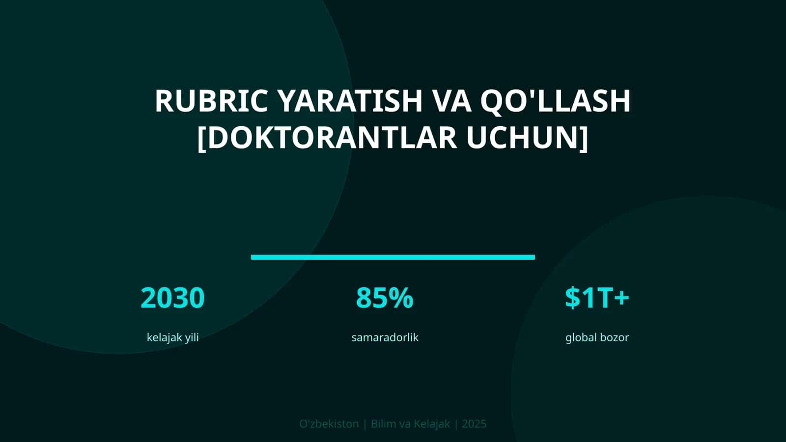 Rubric yaratish va qo'llash [doktorantlar uchun] 1