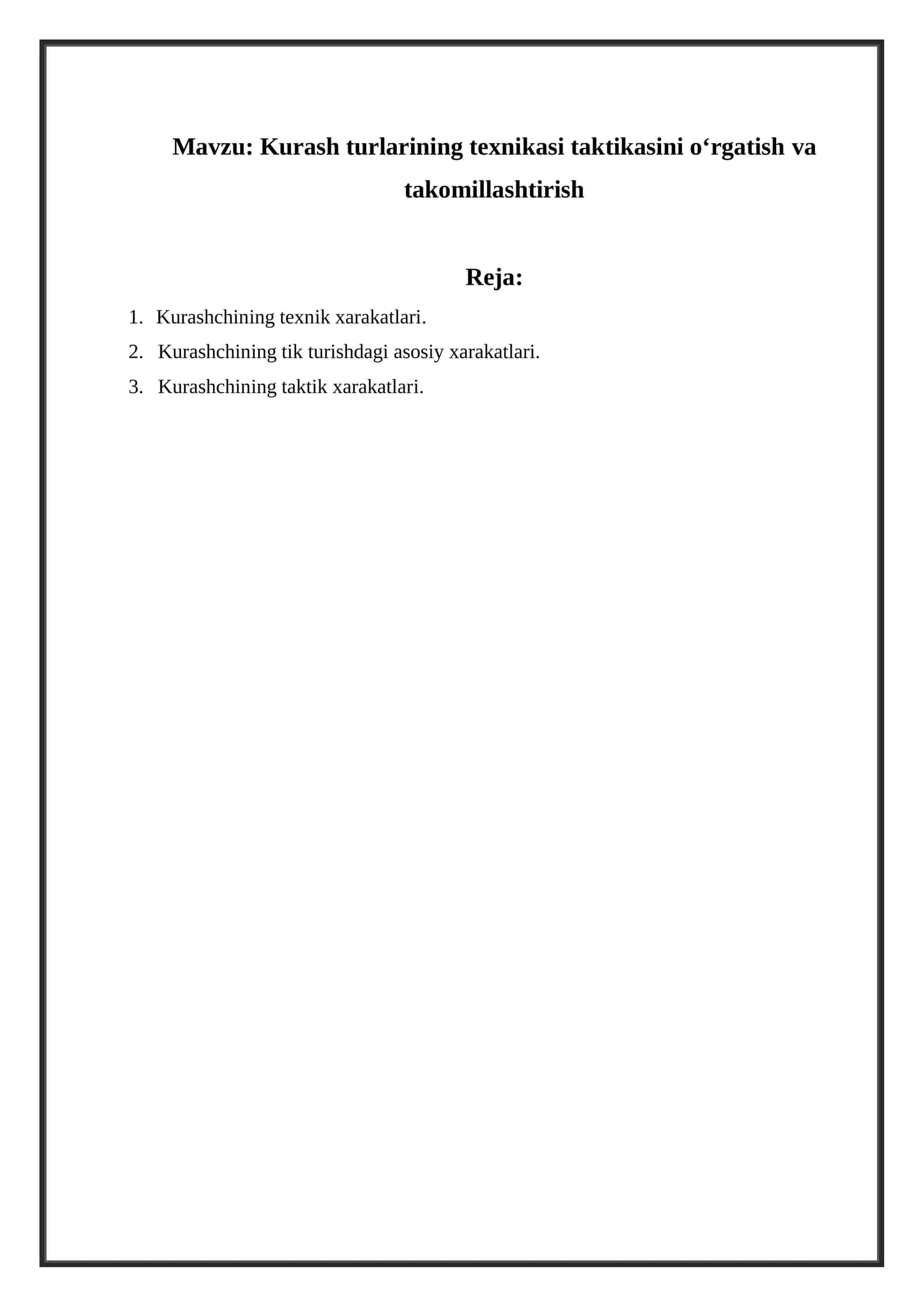 Kurash turlarining texnikasi taktikasini o‘rgatish va takomillashtirish 1