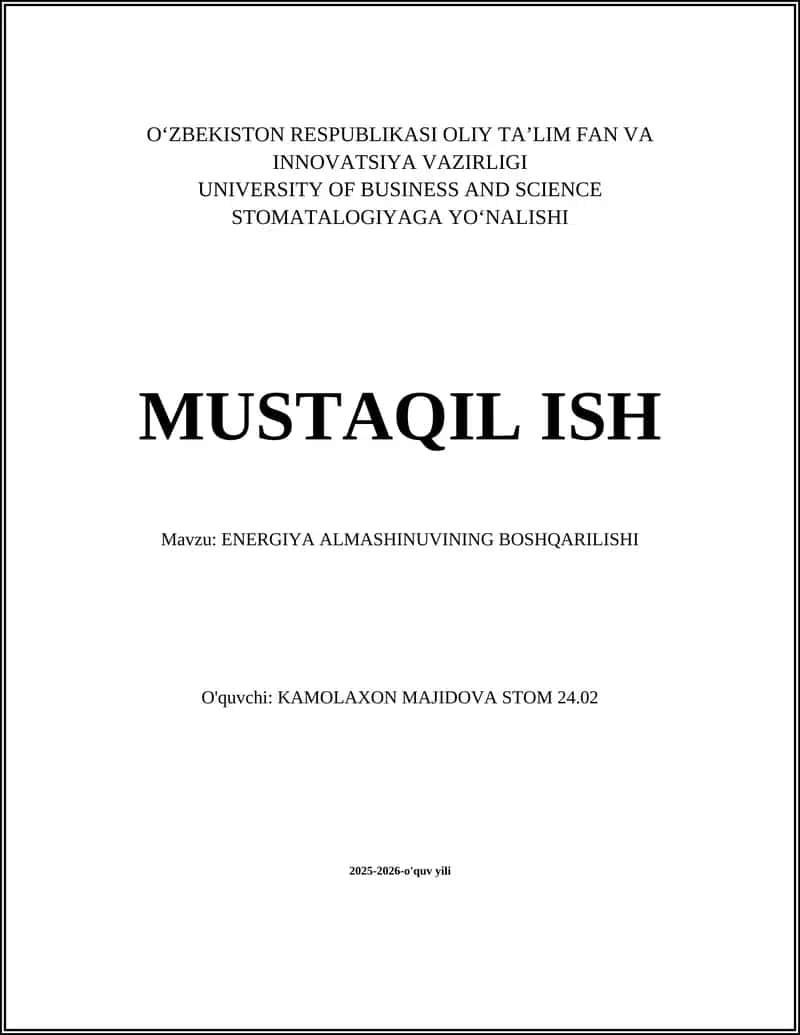 ENERGIYA ALMASHINUVINING BOSHQARILISHI 1