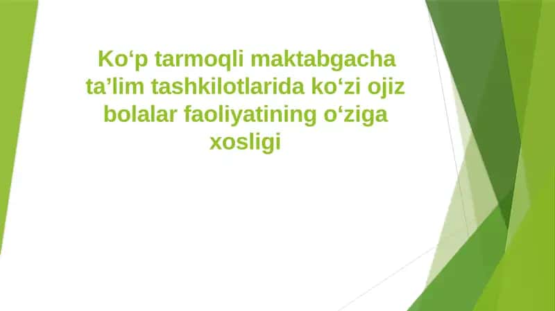 Bolalar Bog'chasi va O'ziga Xos Faoliyat 1