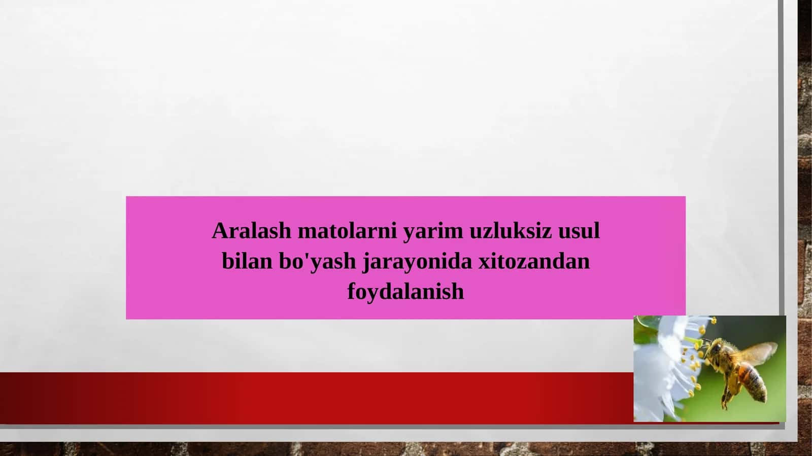 Aralash matolarni yarim uzluksiz usul bilan bo'yash jarayonida xitozandan foydalanish 1
