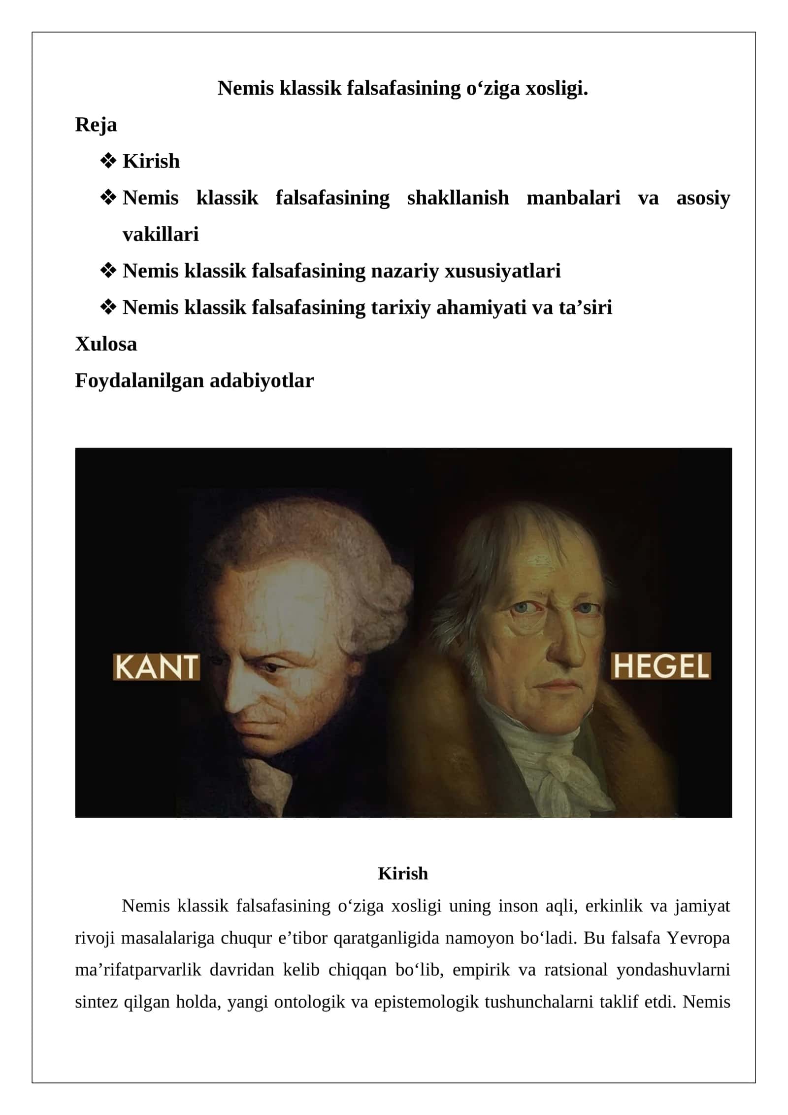 Nemis klassik falsafasining o‘ziga xosligi 1