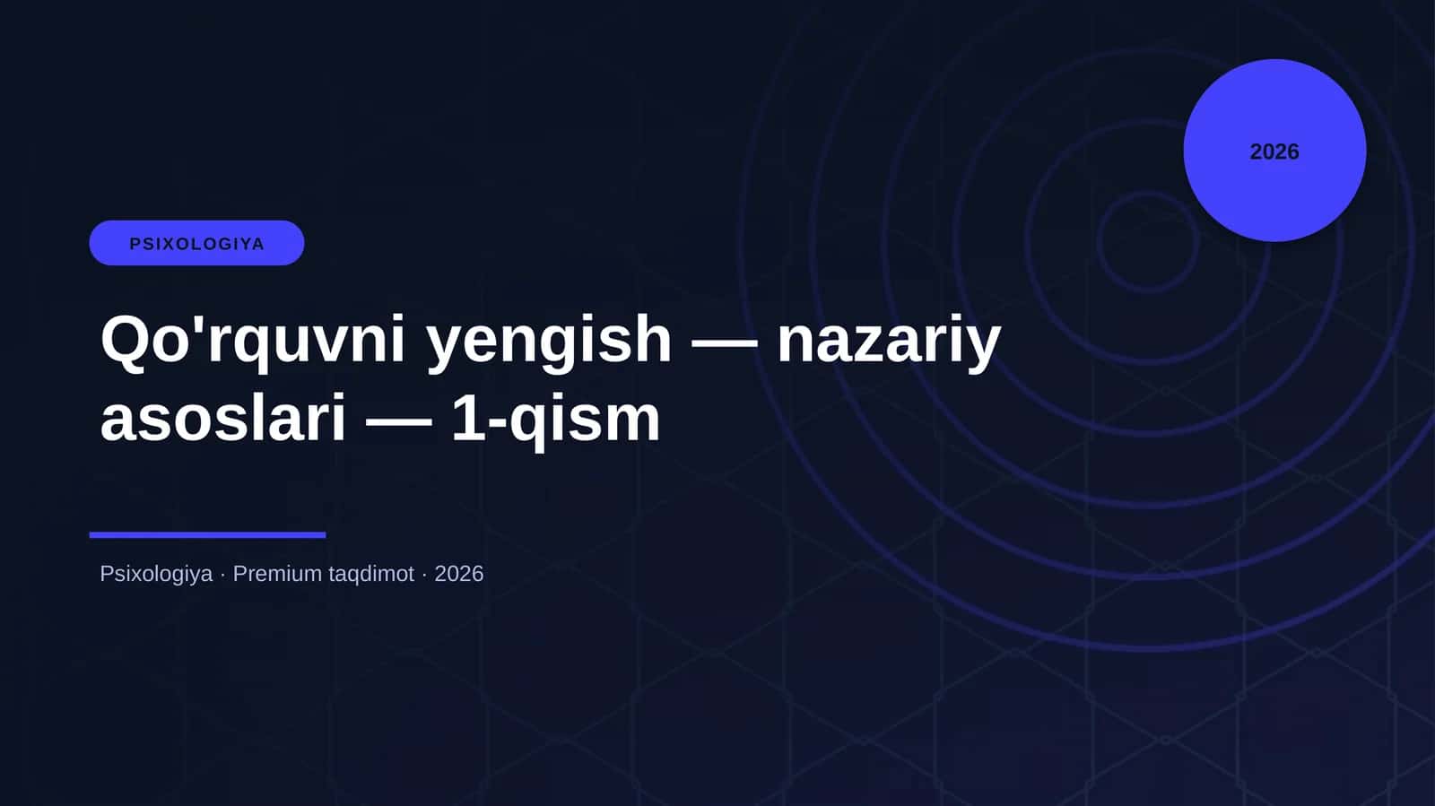 Qo'rquvni yengish — nazariy asoslari — 1-qism 1