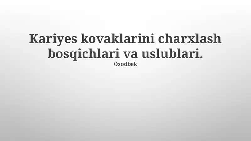 Kariesni davolash usullari 1