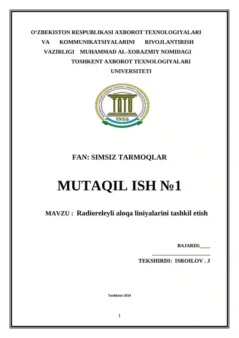 Radioreleyli aloqa liniyalarini tashkil etish