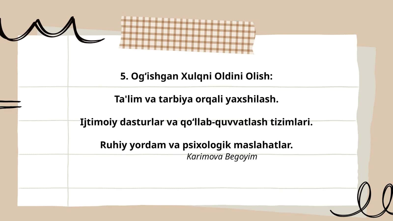 Og‘ishgan Xulqni Oldini Olish 1