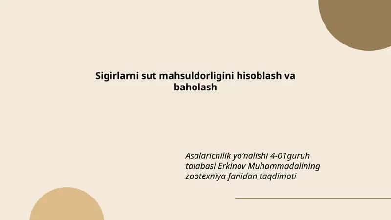 Sigirlarni sut mahsuldorligini hisoblash va baholash 1