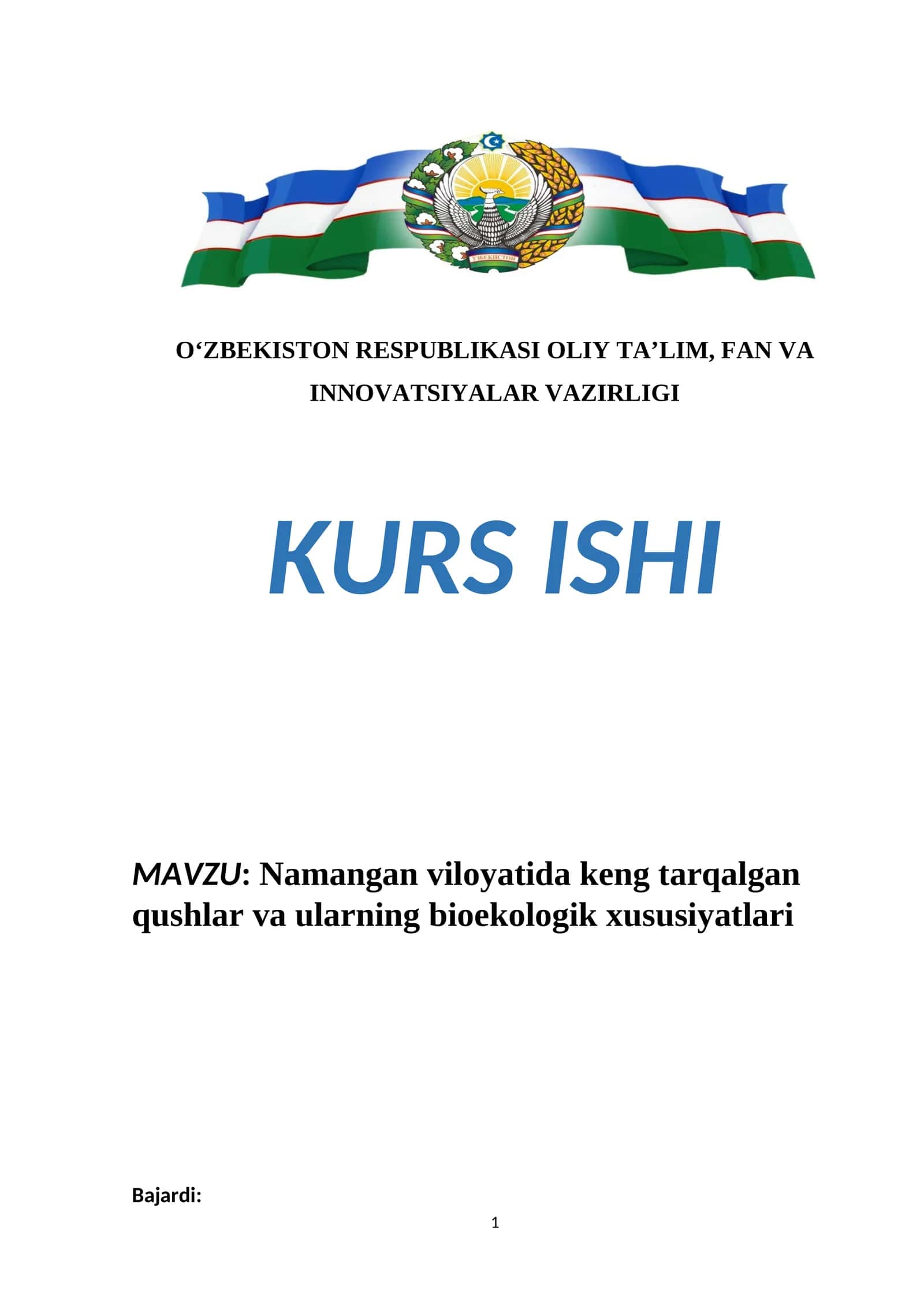 Namangan viloyatida keng tarqalgan qushlar va ularning bioekologik xususiyatlari 1