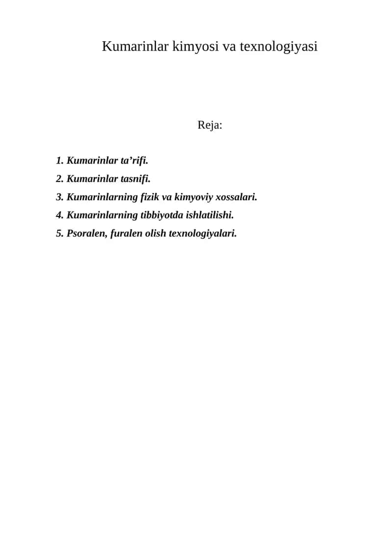 Kumarinlar kimyosi va texnologiyasi 1