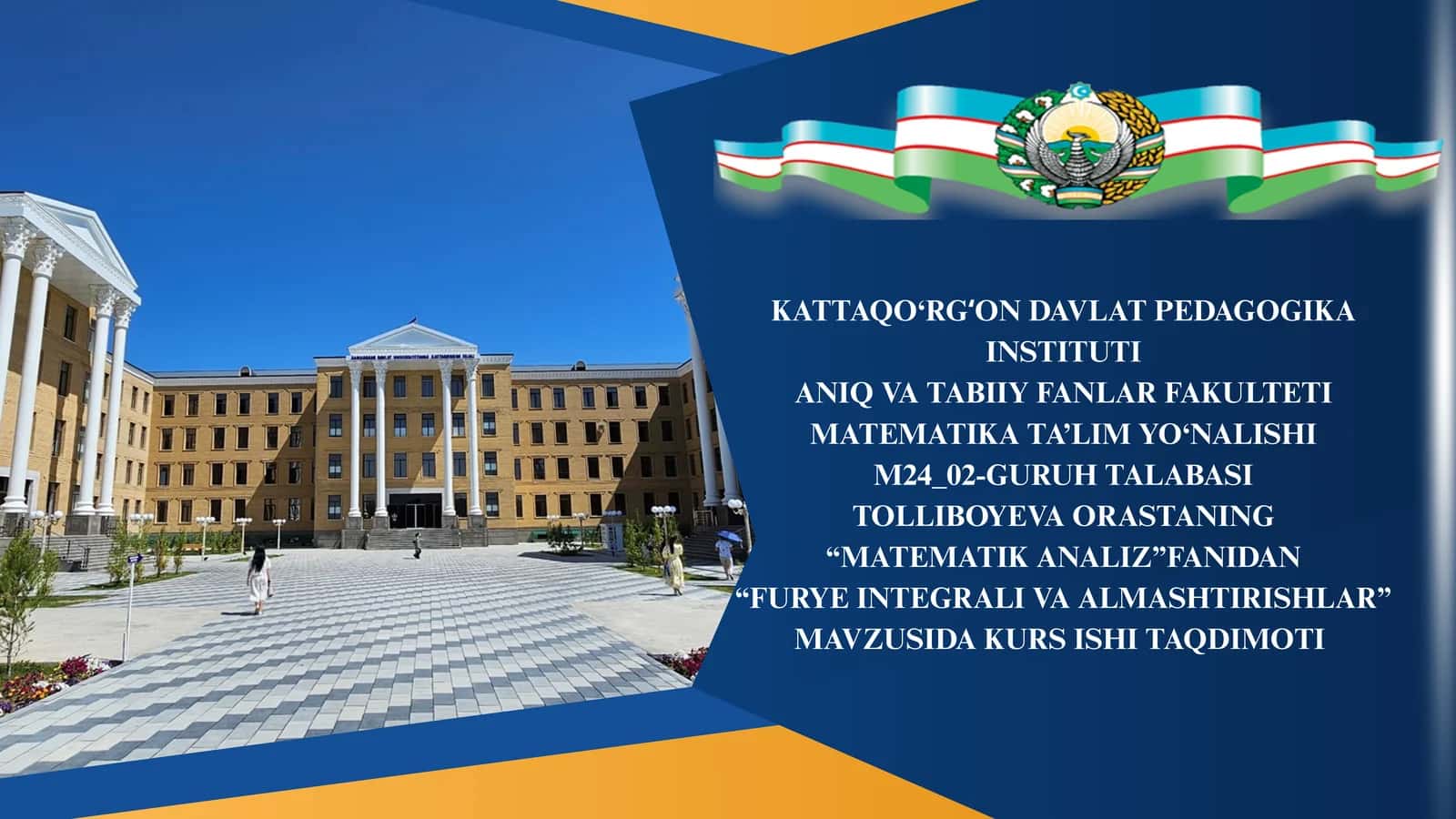 "FURYЕ INTEGRALI VA ALMASHTIRISHLAR" 1