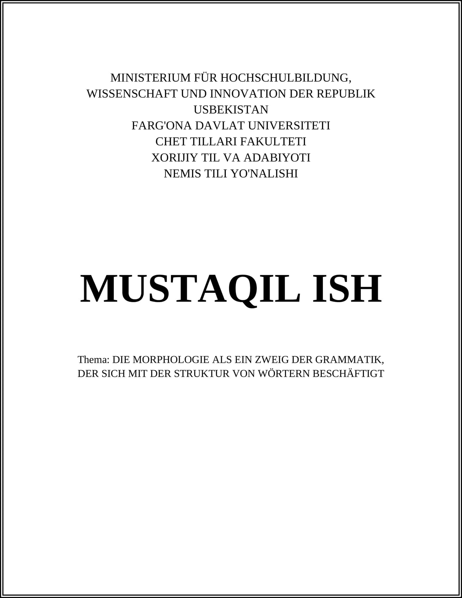 DIE MORPHOLOGIE ALS EIN ZWEIG DER GRAMMATIK 1
