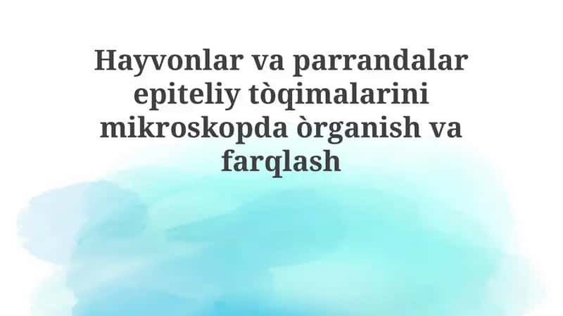 Epiteliya to'qimalari 1