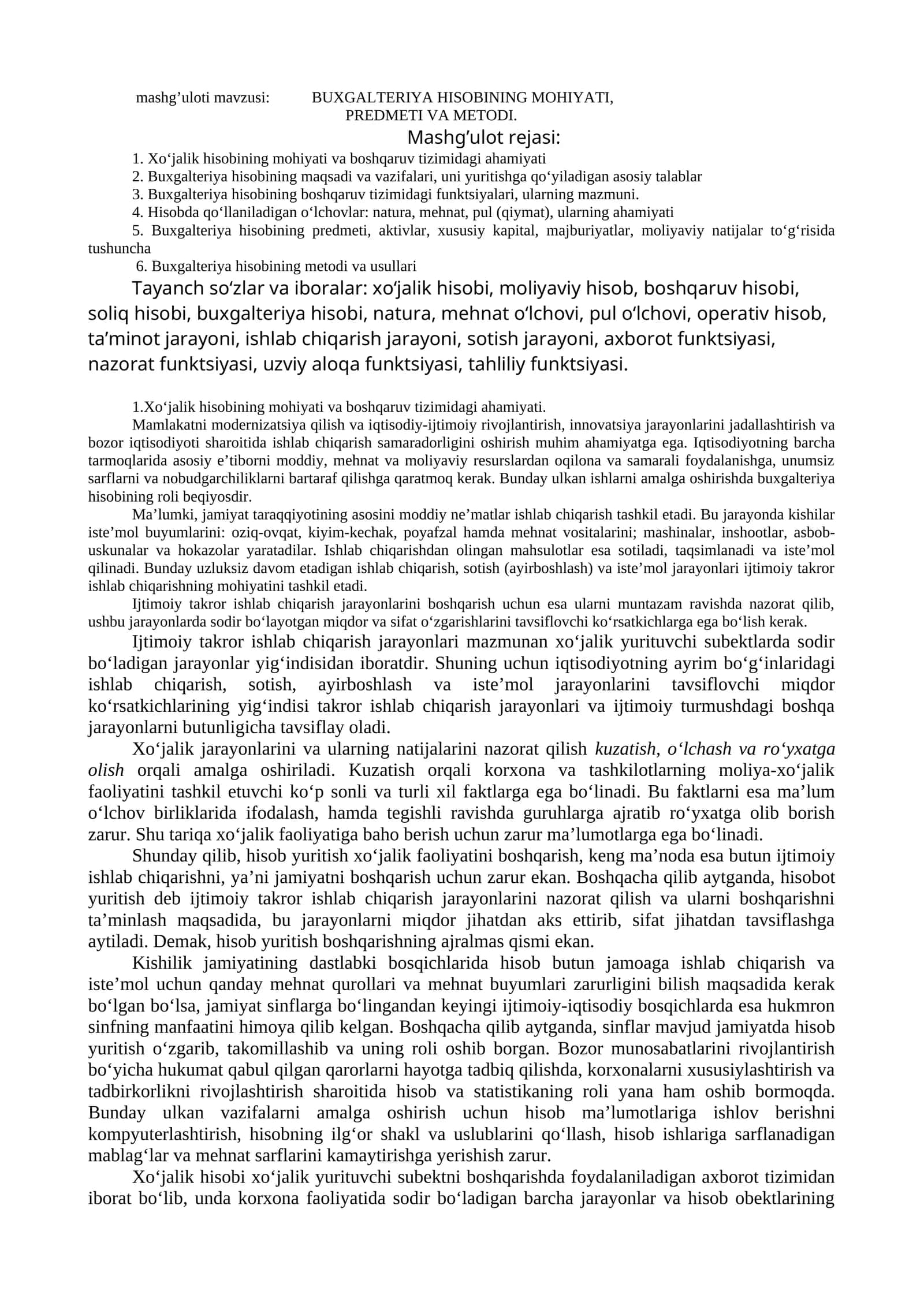 BUXGALTERIYA HISOBINING MOHIYATI 1