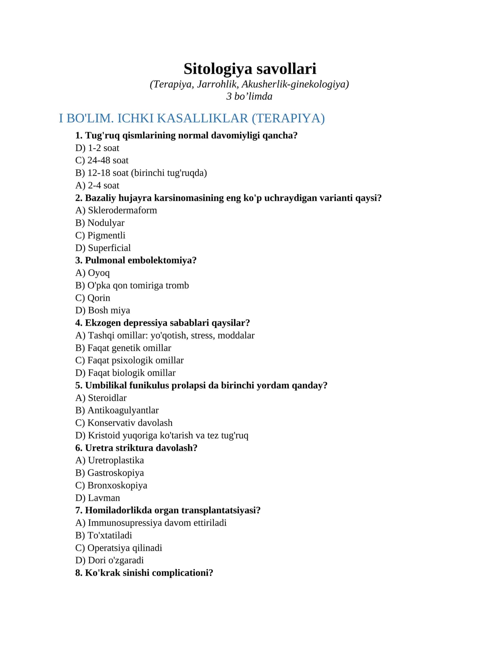 Sitologiya Savollari 1