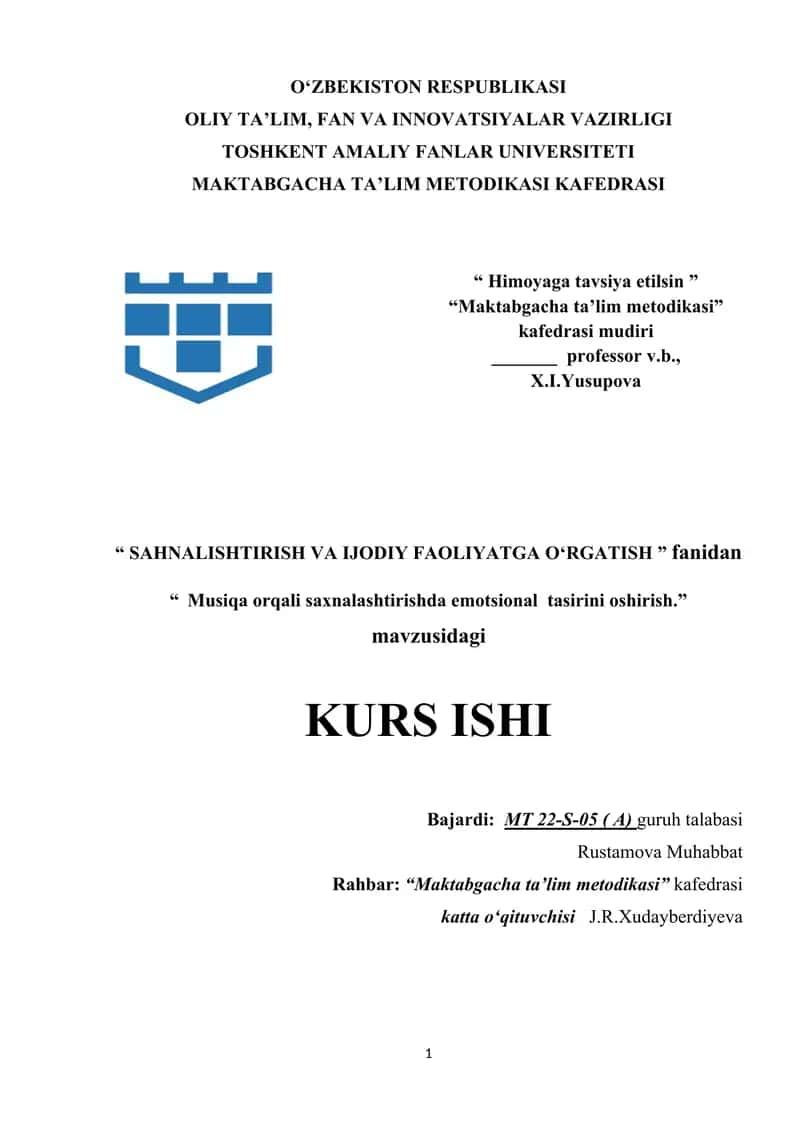 Musiqa orqali saxnalashtirishda emotsional tasirini oshirish 1