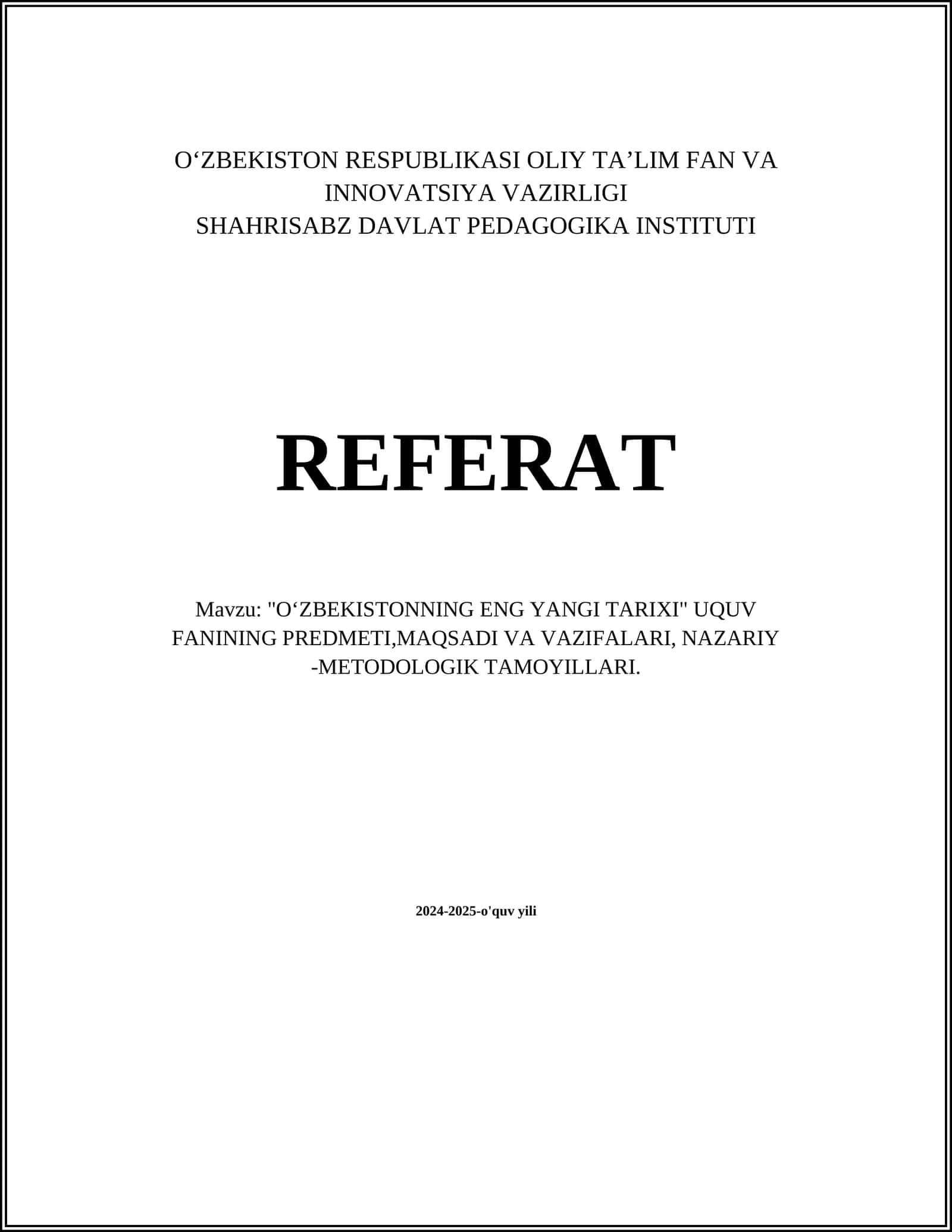 Oʻzbekistonning eng yangi tarixi 1