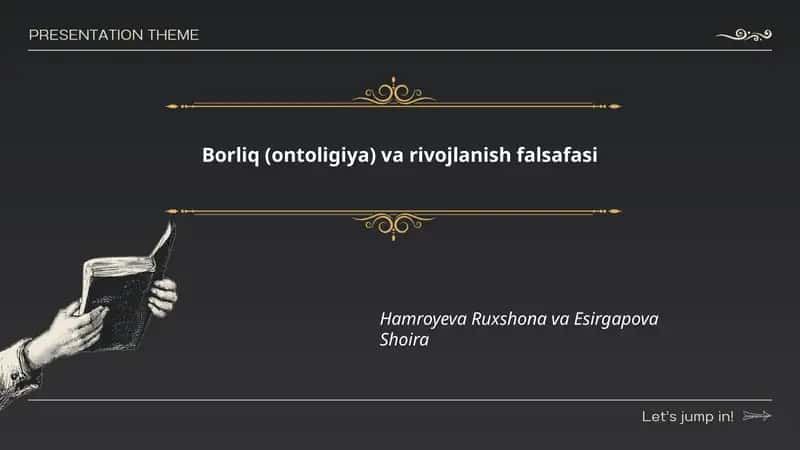 Borliq (ontologiya) va rivojlanish falsafasi 1